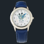 Reloj De Pulsera Niños Cute Espacio Azul Alien Niños Personalizados<br><div class="desc">Este lindo y moderno reloj de niños presenta un personalizado alienígena en el espacio azul y puede ser personalizado con el nombre de sus hijos. Con números claros y fácilmente legibles, este 'primer' reloj es genial para niños o niños recién empezando a aprender el tiempo. El espacio ideal para los...</div>