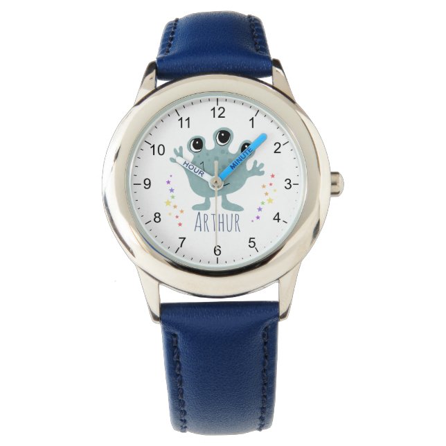 Reloj De Pulsera Niños Cute Espacio Azul Alien Niños Personalizados (Anverso)