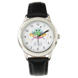 Reloj De Pulsera Niños Cute Espacio Verde Alien Personalizados Niño