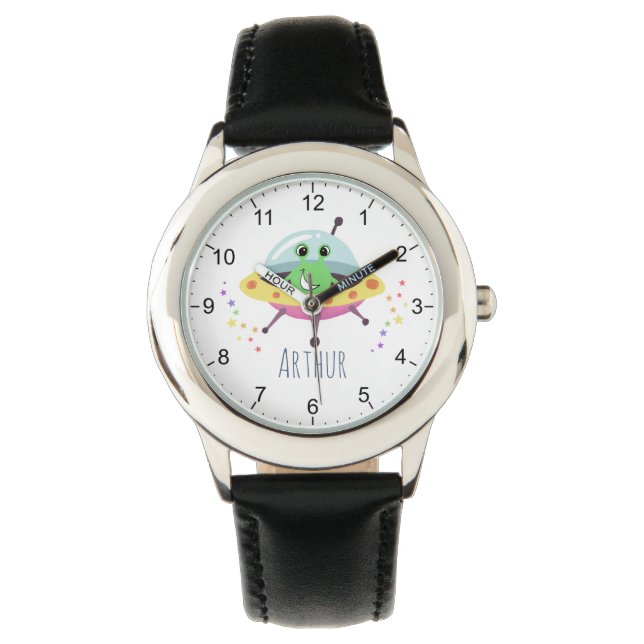 Reloj De Pulsera Niños Cute Espacio Verde Alien Personalizados Niño (Anverso)
