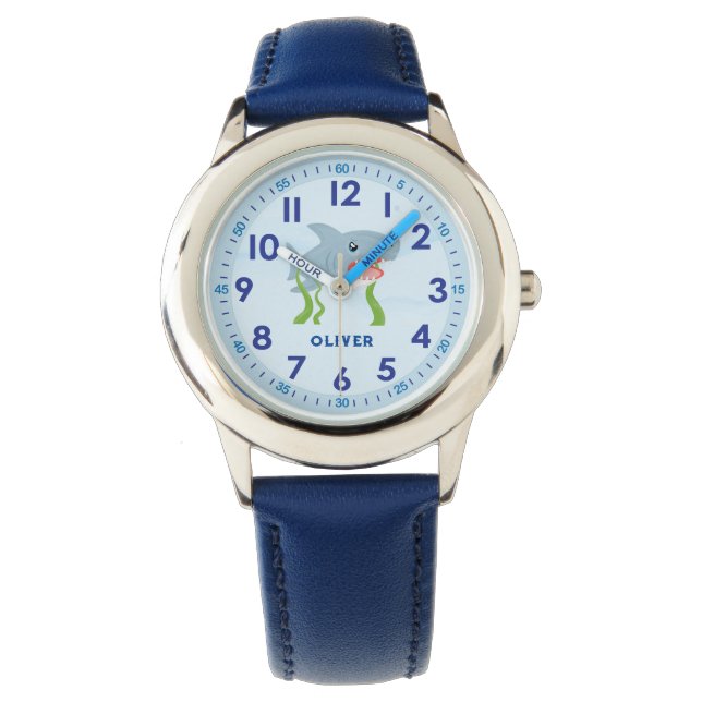 Reloj De Pulsera Niños Cute Nombre Personalizado Océano Azul Niños  (Anverso)
