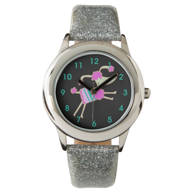 Reloj De Pulsera Niños de caniche rosado (Anverso)