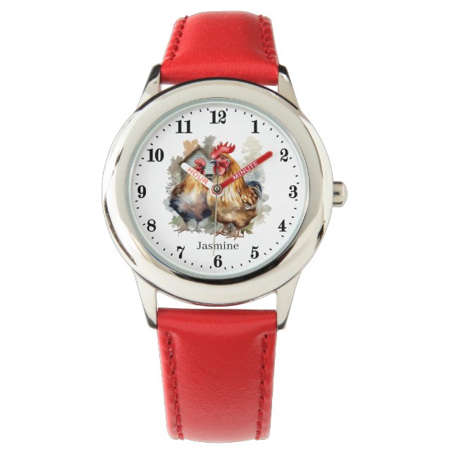 Reloj De Pulsera Niños de Guay unisex amantes de gallinas de gallo  (Anverso)