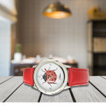 Reloj De Pulsera Niños de insectos rojos<br><div class="desc">Moderno reloj de chica con una insinuación roja en acuarela. Es muy fácil de personalizar,  con sus datos personales.</div>