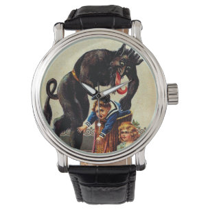 Reloj De Pulsera Niños de Krampus en vacaciones en canasta observan