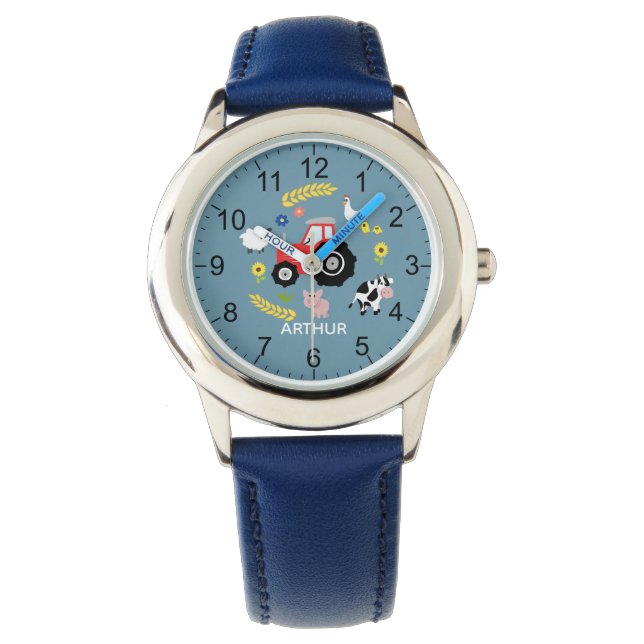 Reloj De Pulsera Niños de la granja de animales y tractores y niños (Anverso)