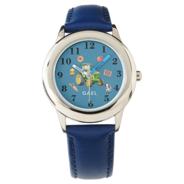 Reloj De Pulsera Niños de la granja de animales y tractores y niños (Anverso)