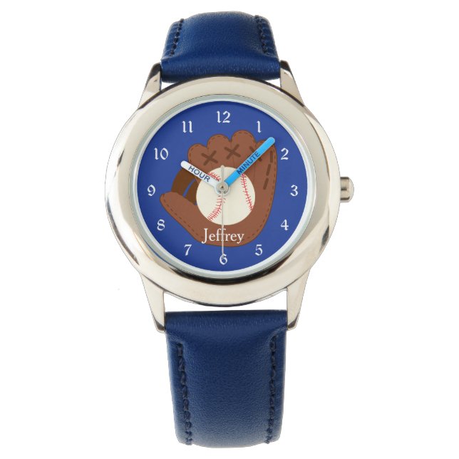 Reloj De Pulsera Niños de Mitt de Béisbol Azul (Anverso)