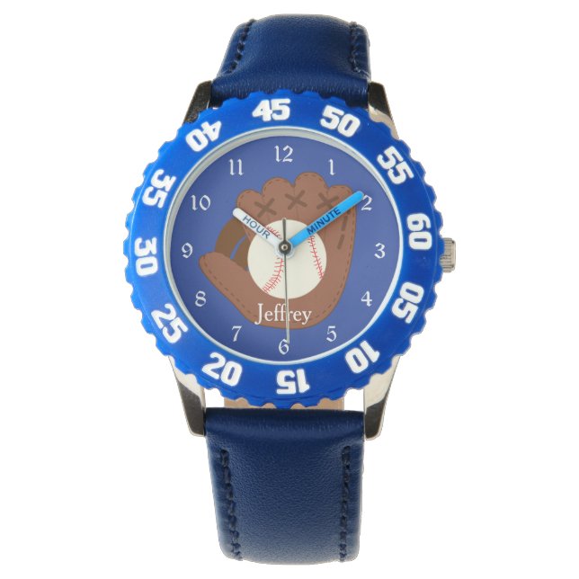 Reloj De Pulsera Niños de Mitt de Béisbol Azul (Anverso)