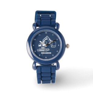 Reloj De Pulsera Niños Digger Boys Blue Custom Name