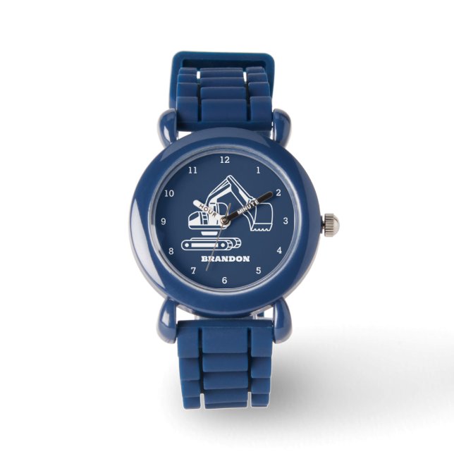 Reloj De Pulsera Niños Digger Boys Blue Custom Name (Anverso)
