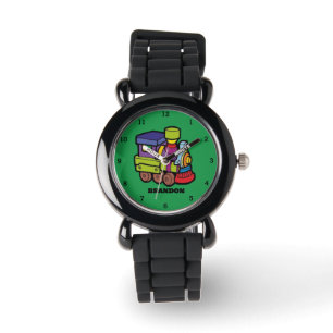 Reloj De Pulsera Niños Entrenan Niños Nombre Personalizado Negro