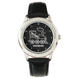Reloj De Pulsera Niños Entrenan Niños Nombre Personalizado Negro
