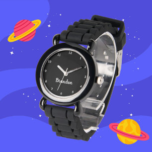 Reloj De Pulsera Niños Genial Moderno Negro Elegante Nombre Persona