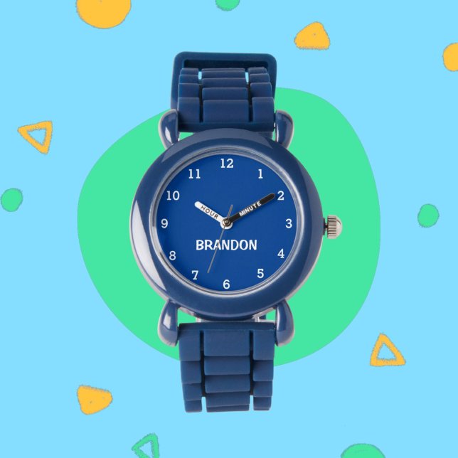 Reloj De Pulsera Niños Guay Modern Blue Stylish Nombre personalizad (Subido por el creador)