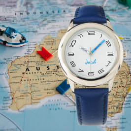 Reloj De Pulsera Niños Guay Modern Blue Stylish Nombre personalizad