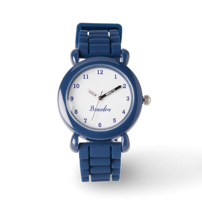 Reloj De Pulsera Niños Guay Modern Blue Stylish Nombre personalizad (Anverso)