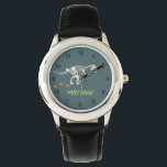 Reloj De Pulsera Niños Guay T-Rex Dinosaur Dig Kids<br><div class="desc">Este reloj moderno y fresco para niños incluye un esqueleto de dinosaurio t-Rex. El reloj se puede personalizar con el nombre de su hijo y tiene números legibles. El perfecto regalo temático prehistórico de dinosaurios para cualquier entusiasta del Dino.</div>
