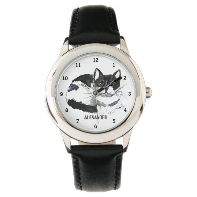 Reloj De Pulsera Niños lindos gato negro animal niños gatitos gatit (Anverso)