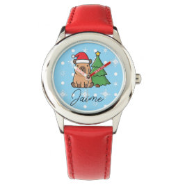 Reloj De Pulsera Niños Lindos Navidad Capy Azul Rojo