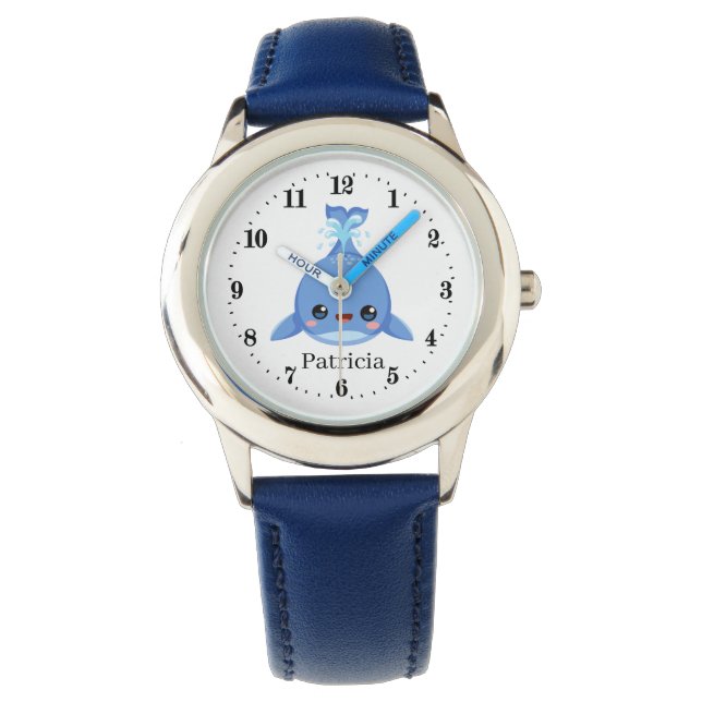 Reloj De Pulsera niños lindos unisex ballena agregar nombre (Anverso)