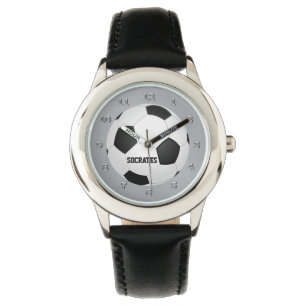 Reloj De Pulsera Niños Monograma Balón de fútbol Observar Gris Blan