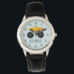 Reloj De Pulsera Niños Monstruos Azules Llamas Calientes Camiones N<br><div class="desc">Este diseño de relojes de chico genial presenta un camión de coches amarillos con ruedas negras y llamas calientes, números, y tiene lugar para que añadas el nombre de tus hijos en una tipografía simple. El regalo monstruo perfecto para cualquier entusiasta de los coches. Mira el resto de nuestra colección...</div>