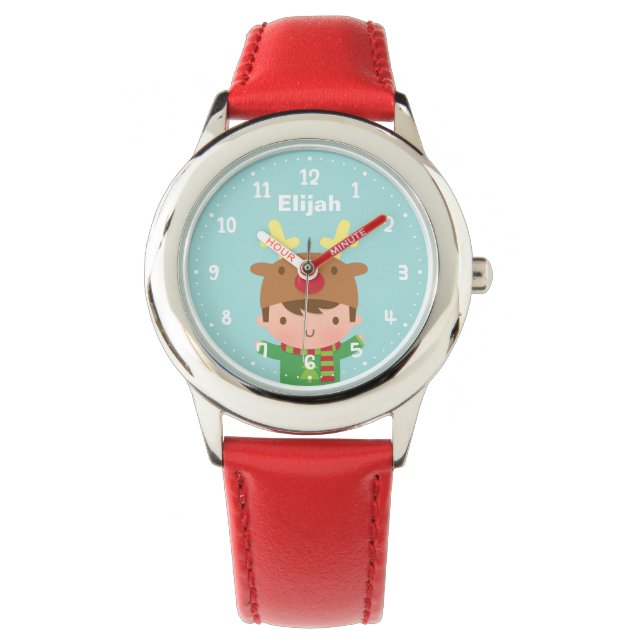 Reloj De Pulsera Niños Navidades De Renos Cutos Para Niños (Anverso)