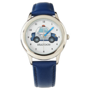 Reloj De Pulsera Niños Niños Niños Vehículo de la Policía Nombre az