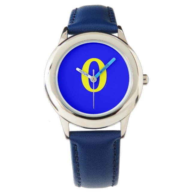 Reloj De Pulsera Niños Número Amarillo 0 Blue Bezel Pulsera (Anverso)