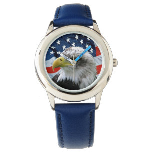 Reloj De Pulsera Niños Patrióticos Águila Calva Bandera Americana V
