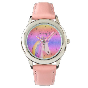Reloj De Pulsera Niños personalizados con arcoiris Purpurina unico