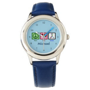 Reloj De Pulsera Niños Personalizados del autismo azul