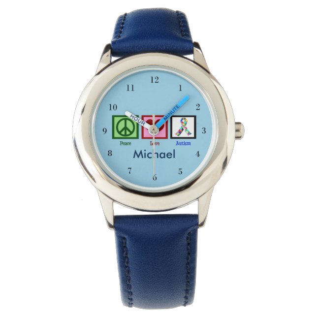 Reloj De Pulsera Niños Personalizados del autismo azul (Anverso)