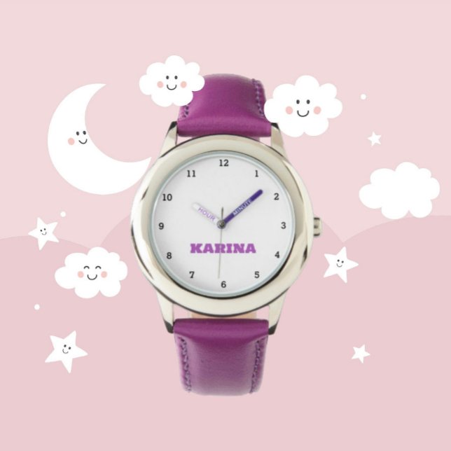 Reloj De Pulsera Niños personalizados Nombre Acero Chicas de Cuero  (Subido por el creador)