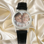 Reloj De Pulsera Niños personalizados nombres de foto años mamá<br><div class="desc">Añadir tu propia foto favorita. Números negros. Un superpuesto de fotos en blanco. Personalice y agregue sus nombres y año,  letras negras. Perfecto para tu madre,  mamá</div>