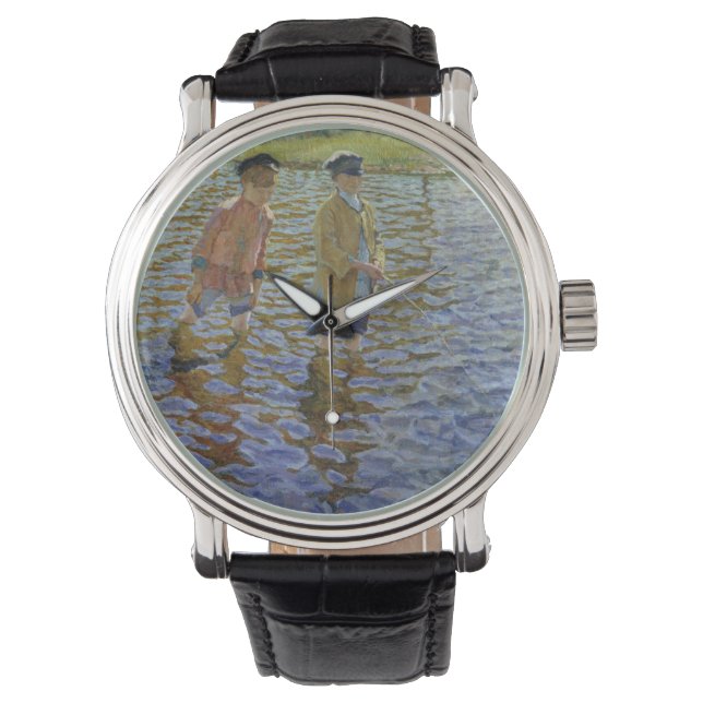 Reloj De Pulsera Niños pescando en el río (Anglers de época) (Anverso)