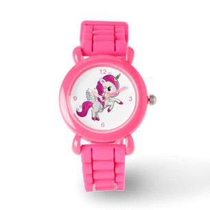 Reloj De Pulsera Niños Purpurina rosa Strap Cute Wingu Unicornio Wa