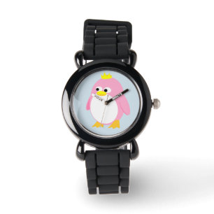 Reloj De Pulsera Niños Purpurinas grises Strap Princesa Penguin Wat