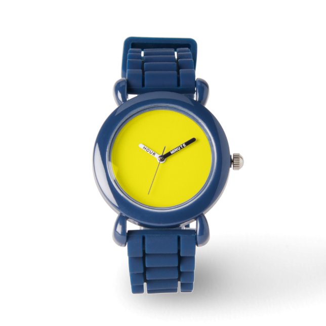 Reloj De Pulsera Niños Reloj Amarillo Cara Doble Pulsera Cuero (Anverso)