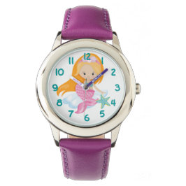 Reloj De Pulsera Niños sirenas Verde azulados rosados