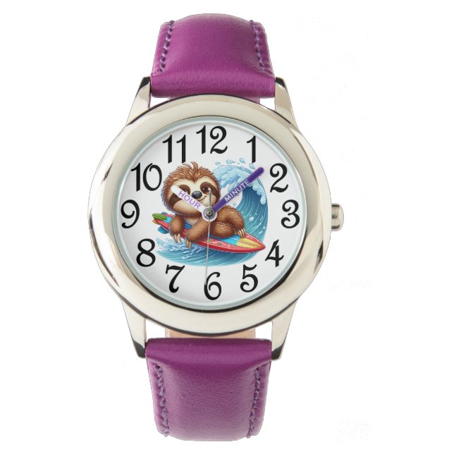 Reloj De Pulsera Niños Sloth Surfer (Anverso)