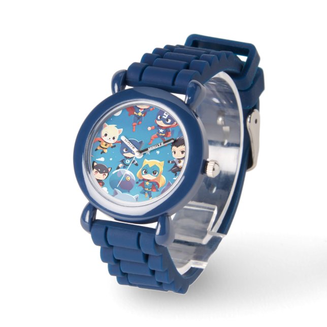 Reloj De Pulsera Niños superhéroes volando alto (Ángulo)
