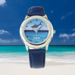 Reloj De Pulsera Niños Tiburón Océano Pescado Cute niños azules mod<br><div class="desc">Los niños,  azules,  tiburones,  oceánicos,  peces,  personalizados miran. acuarela náutica. Perfecto para los niños.</div>