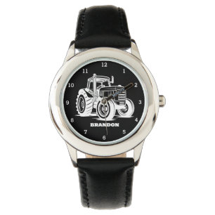 Reloj De Pulsera Niños Tractor Boys Black Custom Name