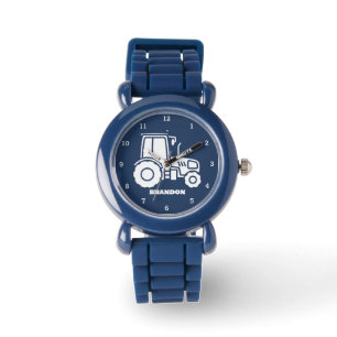 Reloj De Pulsera Niños Tractor Boys Blue Custom Name