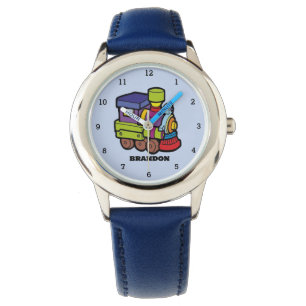 Reloj De Pulsera Niños Tren Niños Nombre personalizado azul