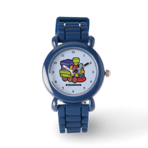 Reloj De Pulsera Niños Tren Niños Nombre personalizado azul
