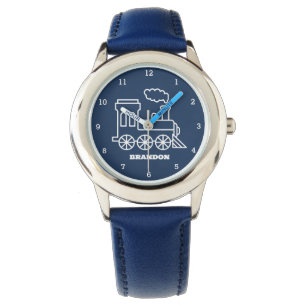 Reloj De Pulsera Niños Tren Niños Nombre personalizado azul