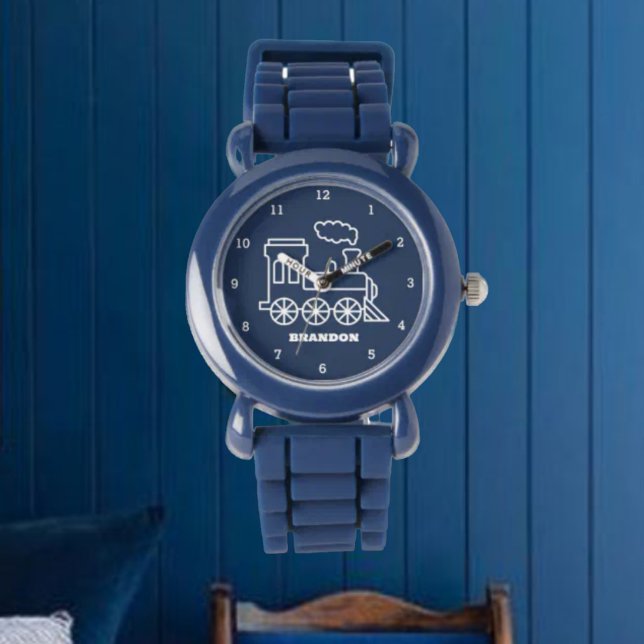 Reloj De Pulsera Niños Tren Niños Nombre personalizado azul (Subido por el creador)